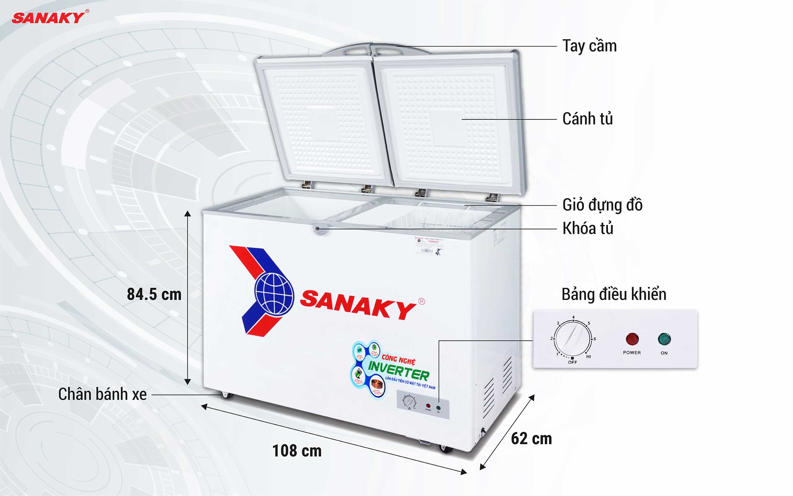 Tủ Đông Sanaky Inverter VH-2899A3 235 lít 1 ngăn 2 cánh