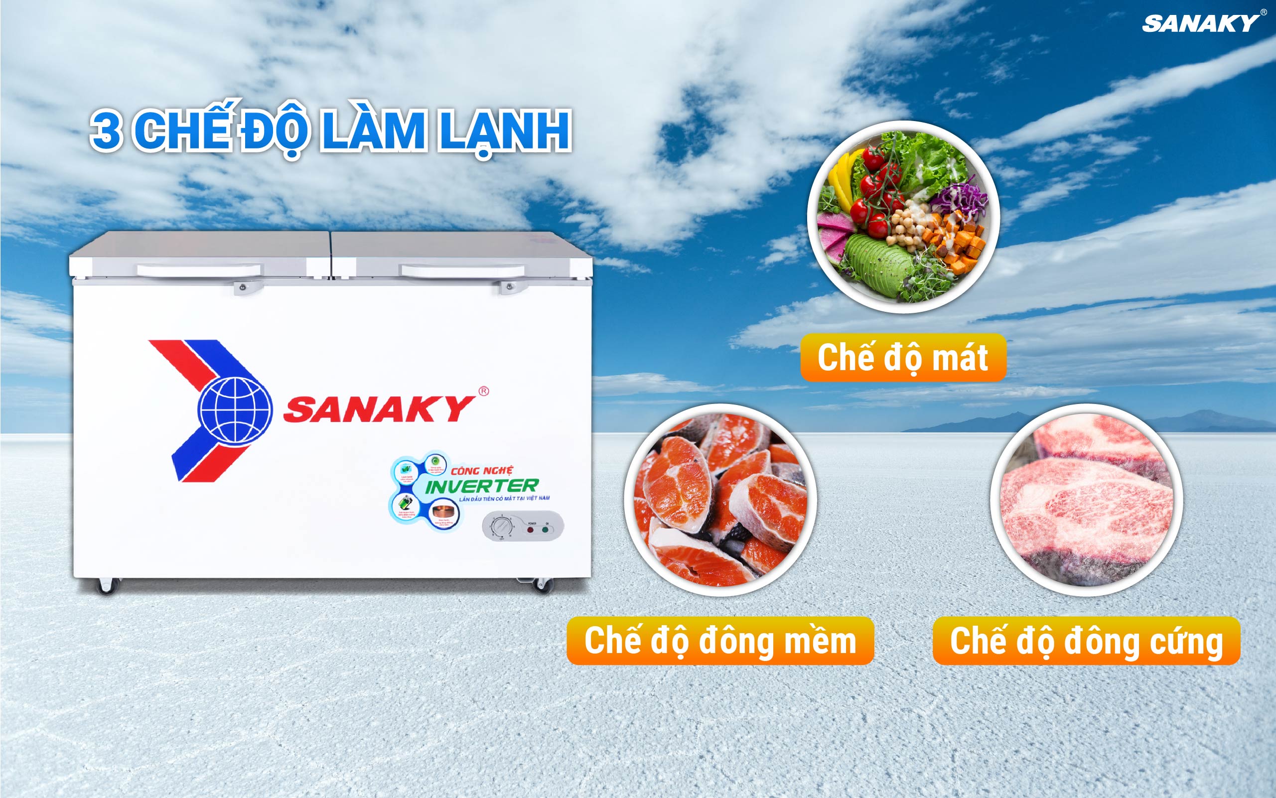 Tủ Đông Sanaky Inverter 270 lít VH-3699A4K Tủ Đông Sanaky Inverter 270 lít VH-3699A4K