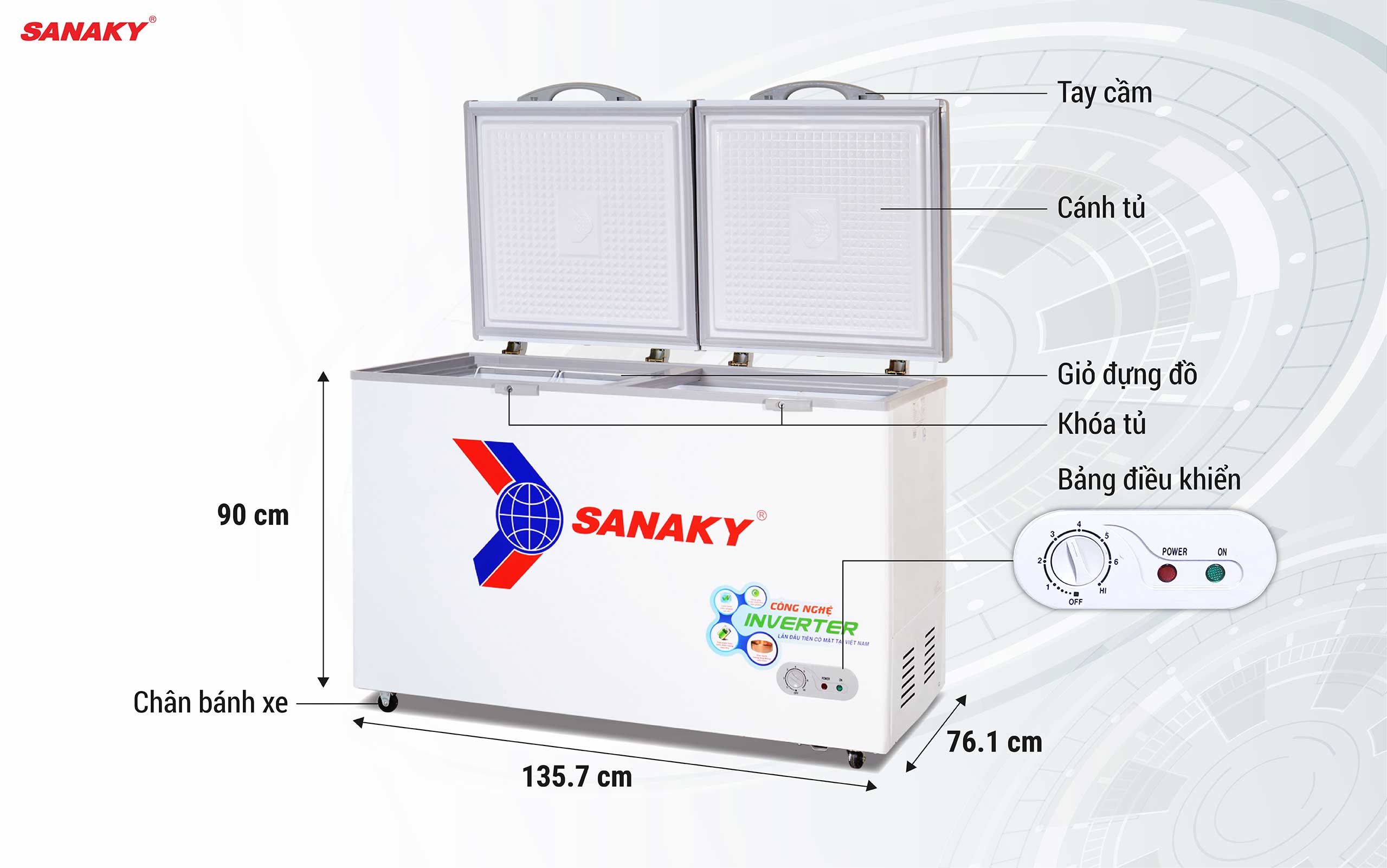 Tủ Đông Sanaky Inverter VH-5699HY3 410 lít