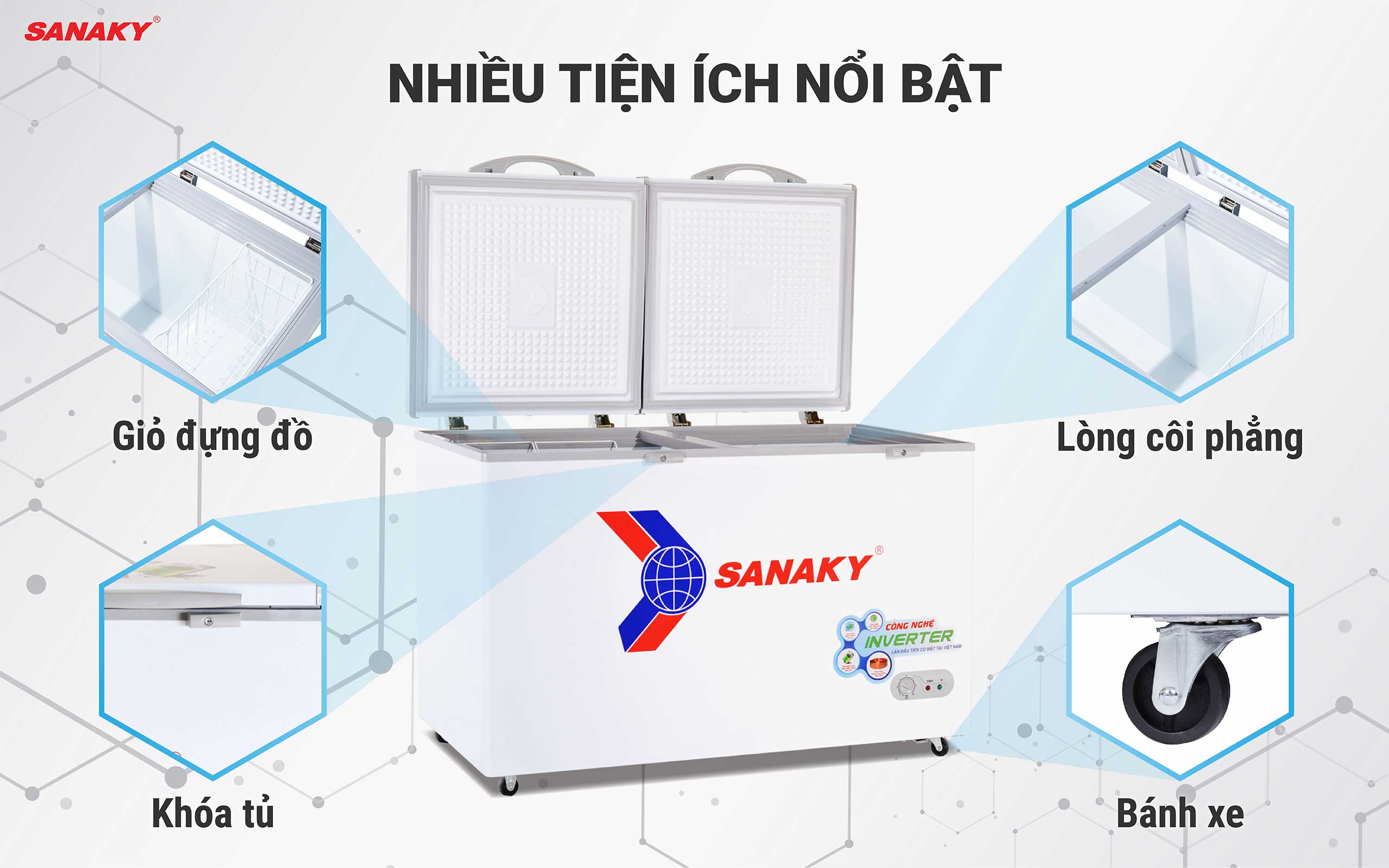 Tủ Đông Sanaky Inverter VH-5699HY3 sở hữu nhiều tiện ích nổi bật