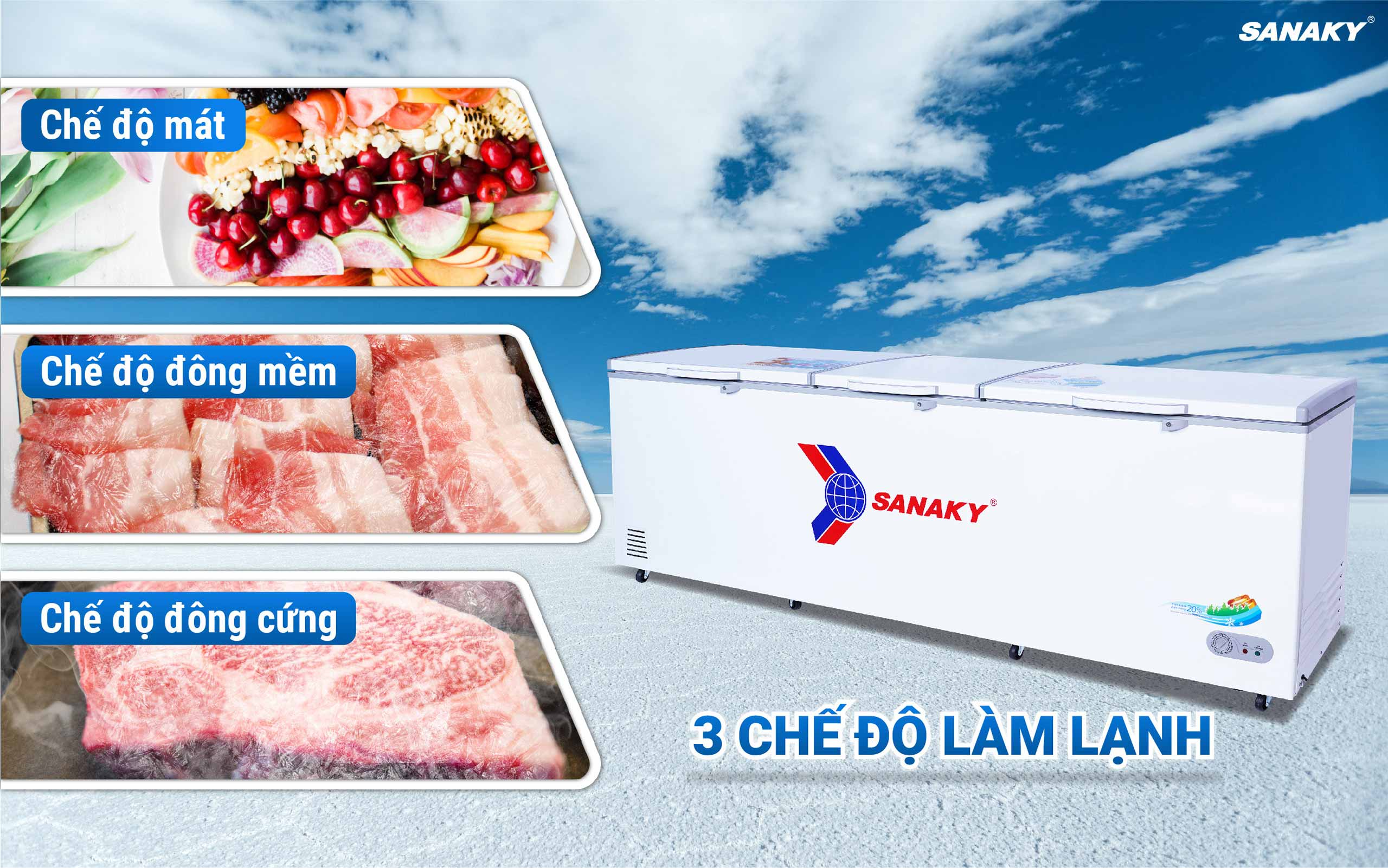 3 chức năng sẵn sàng bảo quản mọi loại thực phẩm