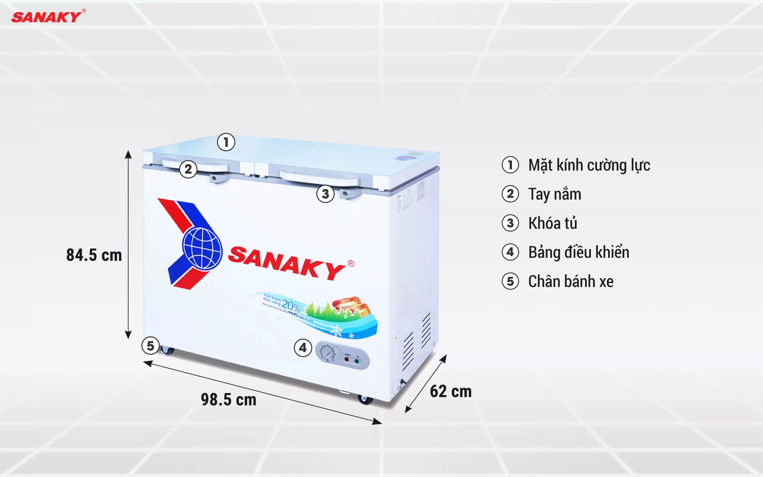 Tủ Đông Sanaky VH-2599A2KD 208 lít 1 ngăn 2 cánh