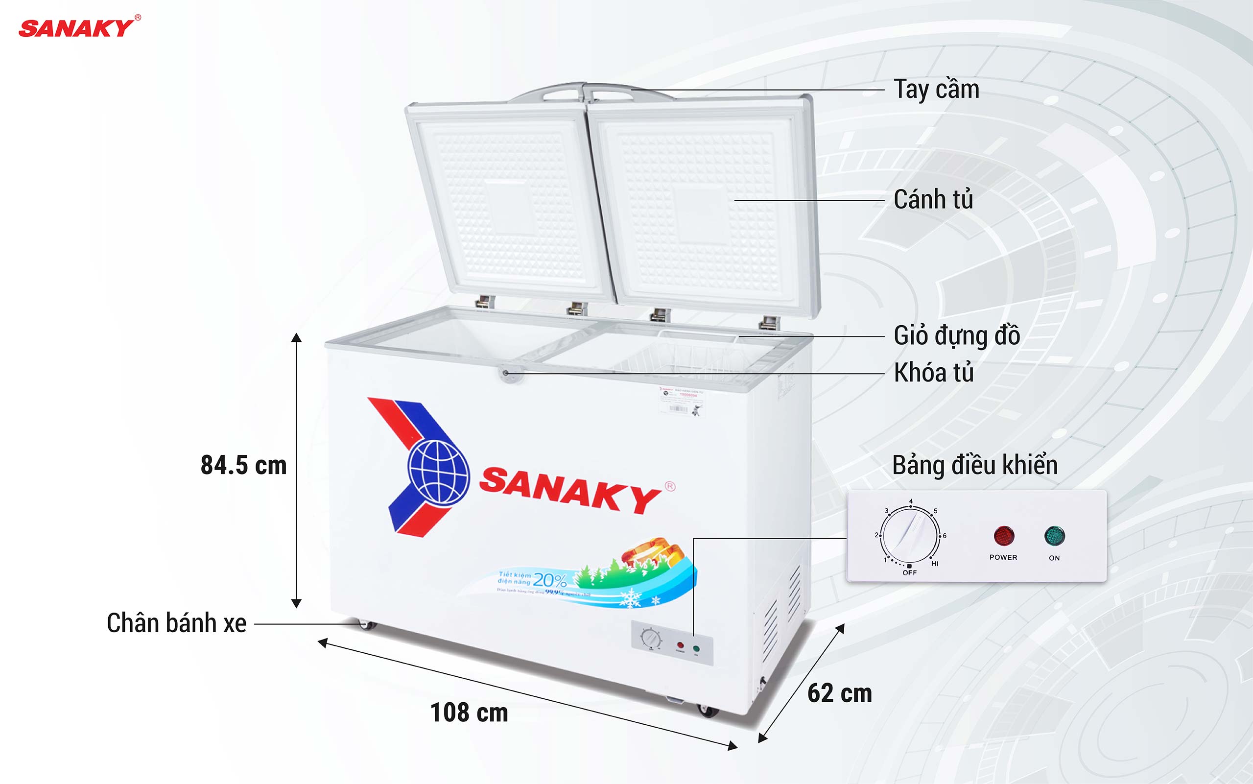 Tủ Đông Sanaky VH-2899A1 235 lít 1 ngăn 2 cánh