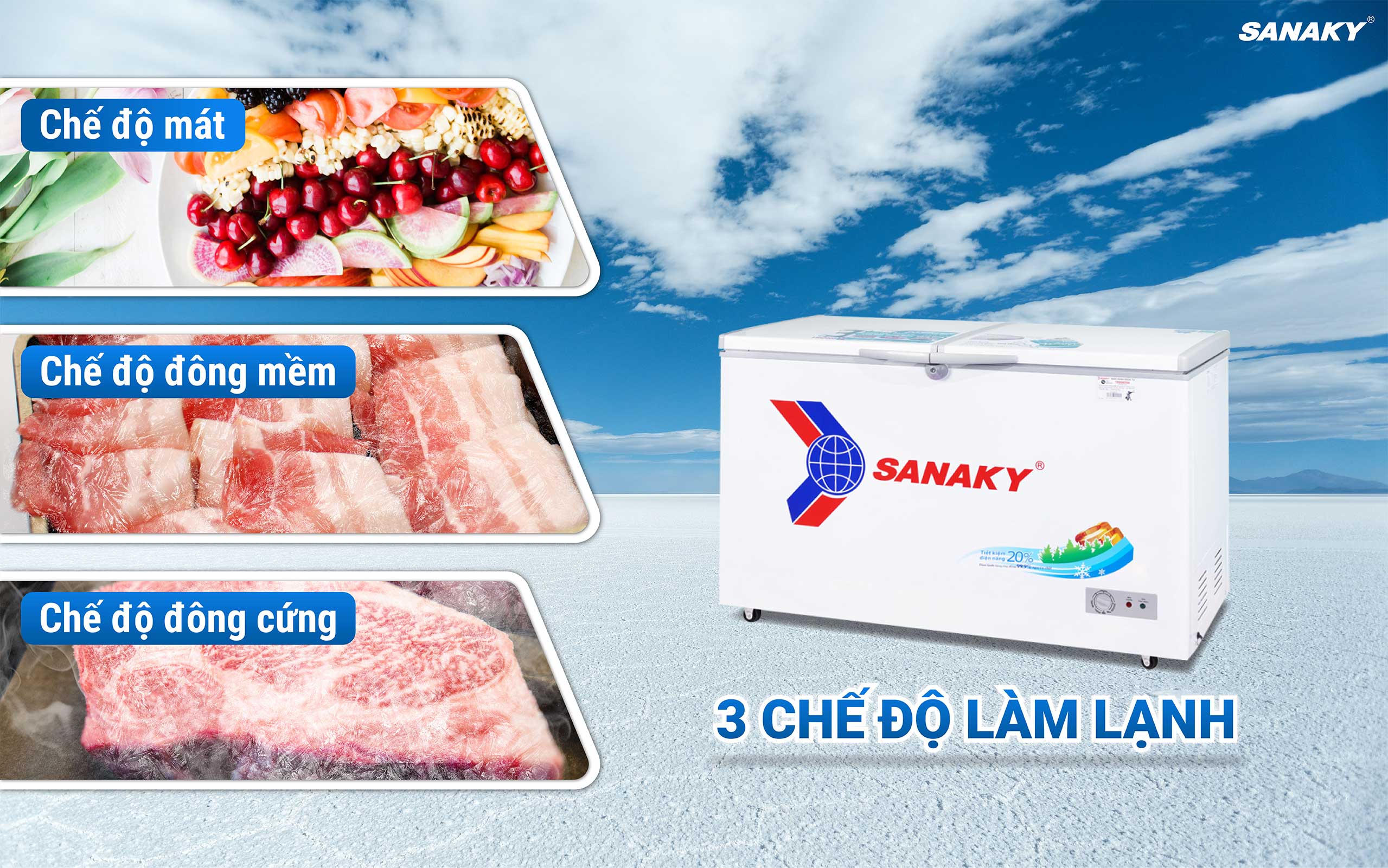 3 chức năng sẵn sàng bảo quản mọi loại thực phẩm
